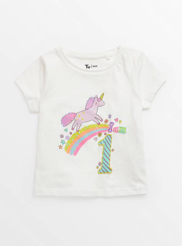 Unicorn Rainbow I Am 1 T-Shirt 1-1.5 years